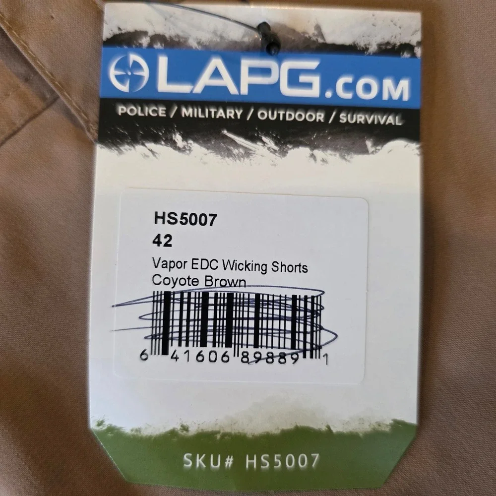 LA Police Gear LAPG Vapor EDC Wicking Shorts Brown Mens 42 HS5007 Cargo Tactical